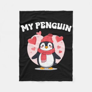 Mijn pinguïn Cute Love Hearts Valentijn Romance Pr Fleece Deken