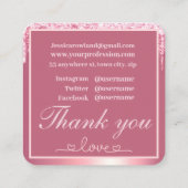 MIJN PINK VALENTIJNSE  GLITTER DRIP CUSTOM VIERKANTE VISITEKAARTJE (Achterkant)