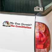 Mijn Pistool Vergunning? De Grondwet! Bumpersticker (Op Truck)