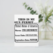 Mijn Pistool Vergunning verloopt nooit Briefkaart (Staand voorkant)