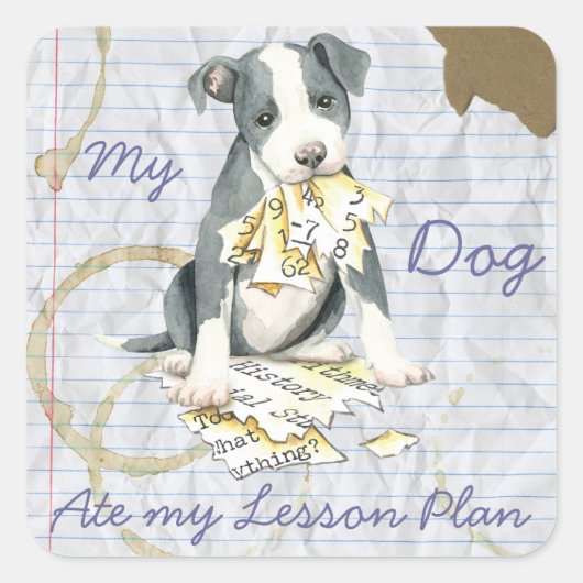Mijn Pit Bull Ate Mijn Lesson Plan Vierkante Sticker (Voorkant)
