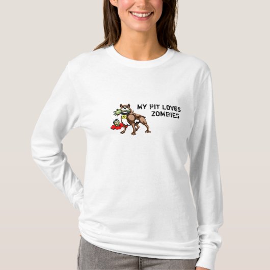 Mijn Pit Bull houdt van Zombies Shirt - Funny Slog (Voorkant)