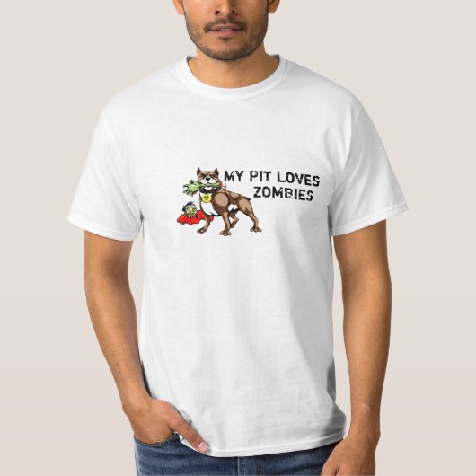Mijn Pit Bull houdt van Zombies Tee Shirt - Funny  (Voorkant)