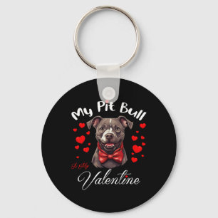 Mijn Pit Bull is mijn Valentijnsdag hondenliefhebb Sleutelhanger
