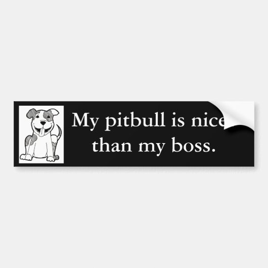 "Mijn pitbull is leuker dan mijn baas" bumper stic Bumpersticker (Voorkant)