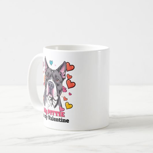 Mijn pitbull is mijn Valentijn Schattige Funny Koffiemok (Voorkant links)