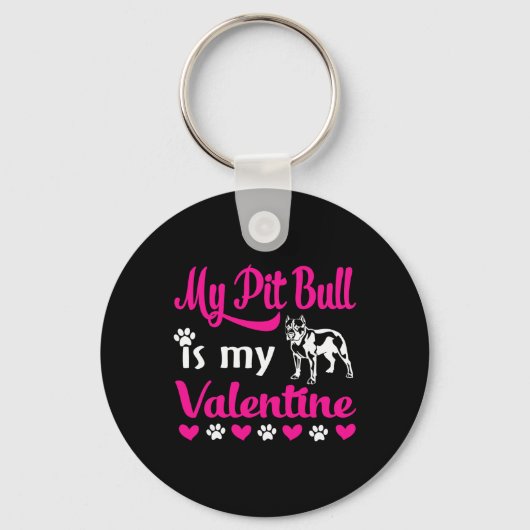 Mijn Pitbull Is Mijn Valentijn Sleutelhanger (Voorkant)
