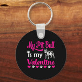 Mijn Pitbull Is Mijn Valentijn Sleutelhanger (Voorkant)
