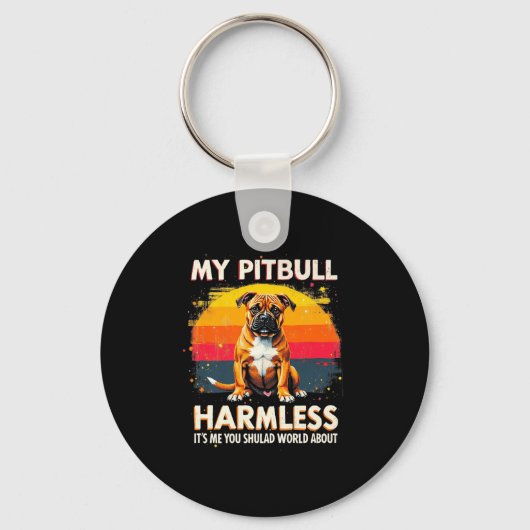 Mijn pitbull is onschadelijk  pitbul premium sleutelhanger (Voorkant)