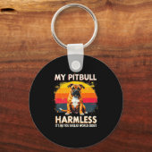 Mijn pitbull is onschadelijk  pitbul premium sleutelhanger (Voorkant)