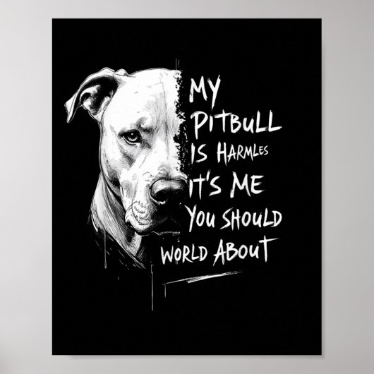 Mijn pitbull is onschuldig grappig pitbull hond wa poster (Voorkant)