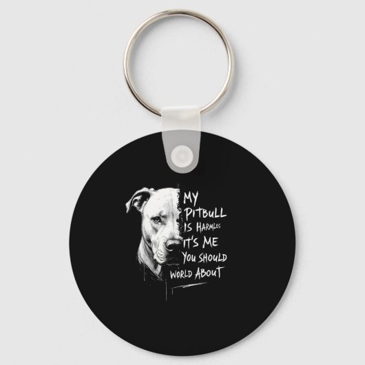 Mijn pitbull is onschuldig grappig pitbull hond wa sleutelhanger (Voorkant)