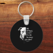 Mijn pitbull is onschuldig grappig pitbull hond wa sleutelhanger (Voorkant)