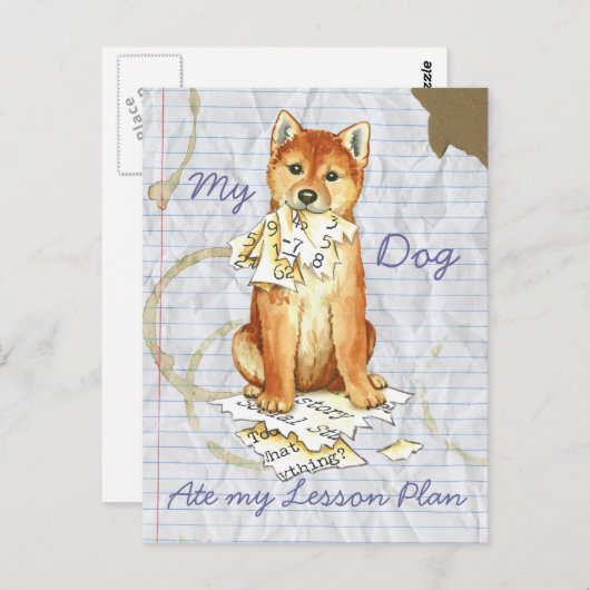 Mijn plan van Shiba Inu Ate Mijn Lesson Briefkaart (Voorkant / Achterkant)