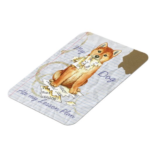 Mijn plan van Shiba Inu Ate Mijn Lesson Magneet (Linkerzijde)