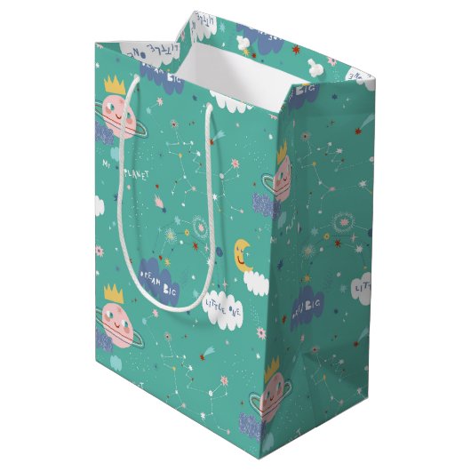 Mijn planeet Dream Big Little One Pattern Medium Cadeauzakje (Achterkant Gekanteld)