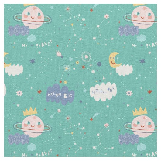 Mijn planeet Dream Big Little One Pattern Stof (Close Up)