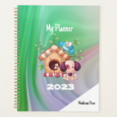 Mijn Planner Cute Dog House op Marmer met naam (Voorkant)