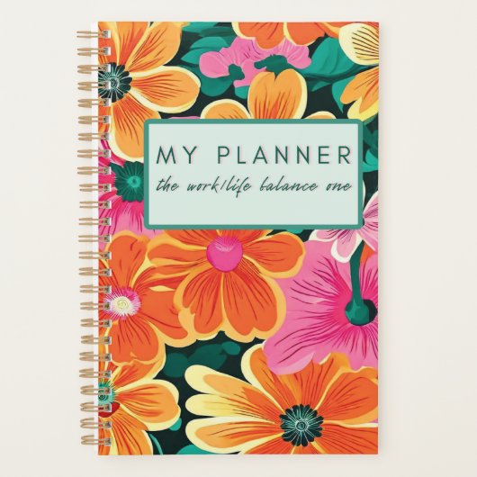 Mijn planner. De werk/leven balans - bloemenpatroo Planner (Voorkant)