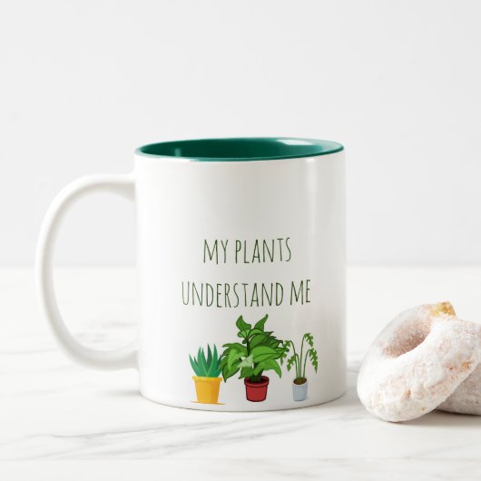 mijn planten begrijpen me tweekleurige koffiemok (Met donut)