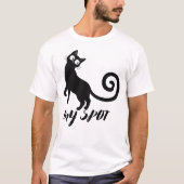 Mijn plek Zwarte Kat Ontwerp T-shirt (Voorkant)