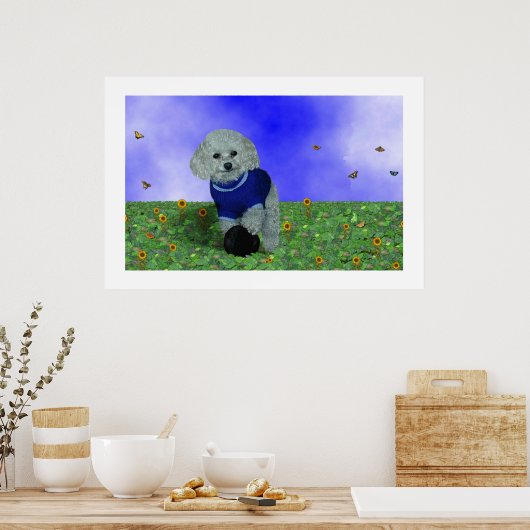 Mijn poedel en zijn bal. poster (Keuken)