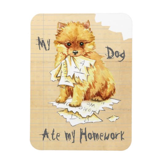 Mijn Pommeren Ate Mijn Homework Magneet (Verticaal)