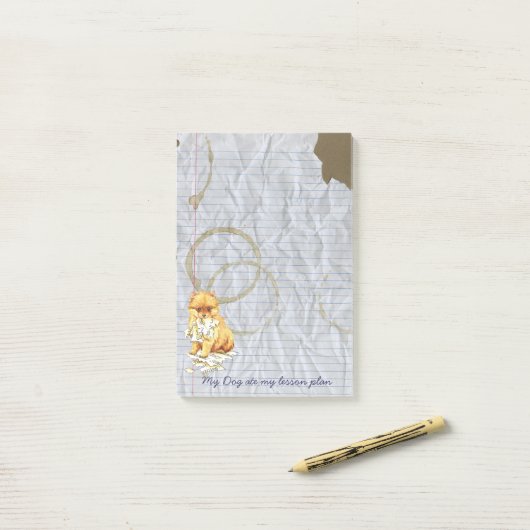 Mijn Pommern Ate My Lesson Plan Post-it® Notes (Op bureau)