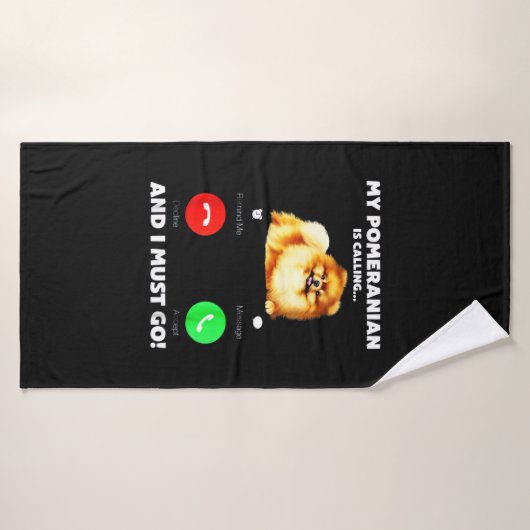 Mijn pommern belt en ik moet gaan. badhanddoek (Badhanddoek)