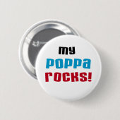 Mijn Poppa Rocks Tshirts en geschenken Ronde Button 5,7 Cm (Voorkant /achterkant)