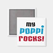 Mijn Poppi Rocks T-shirts en geschenken Magneet (Voorkant / Achterkant)