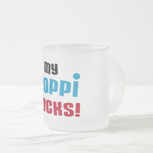 Mijn Poppi Rocks T-shirts en geschenken Matglas Koffiemok (Voorkant rechts)