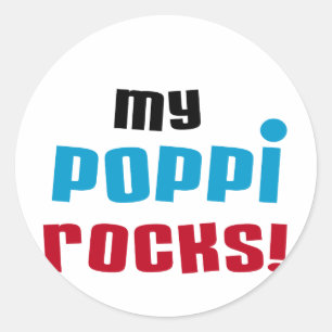 Mijn Poppi Rocks T-shirts en geschenken Ronde Sticker