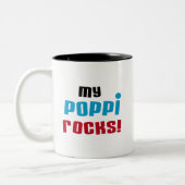 Mijn Poppi Rocks T-shirts en geschenken Tweekleurige Koffiemok (Links)
