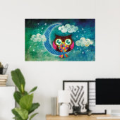 Mijn Poster met Halvemaan Uil (Thuiskantoor)