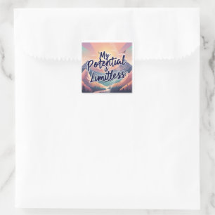 Mijn potentieel is onbegrensde positieve bevestigi vierkante sticker