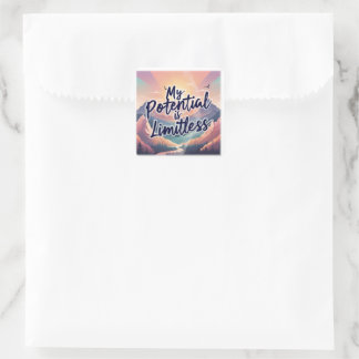 Mijn potentieel is onbegrensde positieve bevestigi vierkante sticker