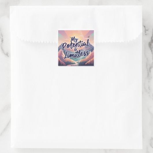 Mijn potentieel is onbegrensde positieve bevestigi vierkante sticker (Tas)