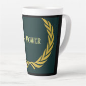 Mijn Power Tekst Gele Kroon Afbeelding Latte Mok (Rechterhoek)