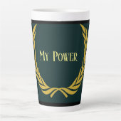 Mijn Power Tekst Gele Kroon Afbeelding Latte Mok (Voorkant)