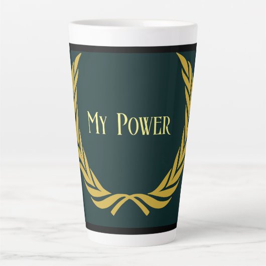 Mijn Power Text Yellow Crown Afbeelding Latte Mok (Voorkant)