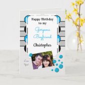 Mijn prachtige Boyvriend blauwe fotoverjaardag Kaart (Gele Bloem)