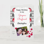 Mijn prachtige vriendje rode foto verjaardag kaart (Voorkant)