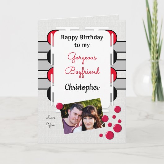 Mijn prachtige vriendje rode foto verjaardag kaart (Voorkant)
