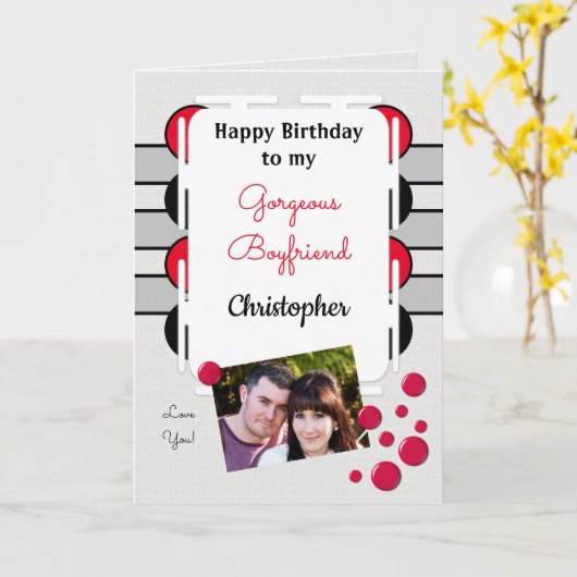 Mijn prachtige vriendje rode foto verjaardag kaart (Gele Bloem)