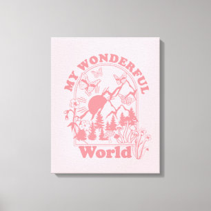 Mijn prachtige World Retro Flowers Canvas Afdruk