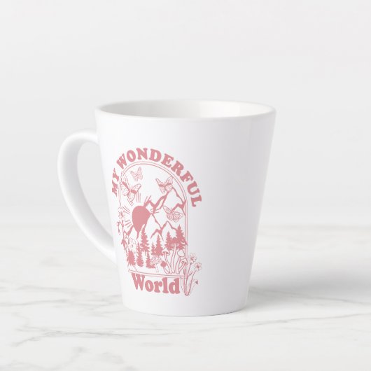 Mijn prachtige World Retro Flowers Latte Mok (Linkerhoek)