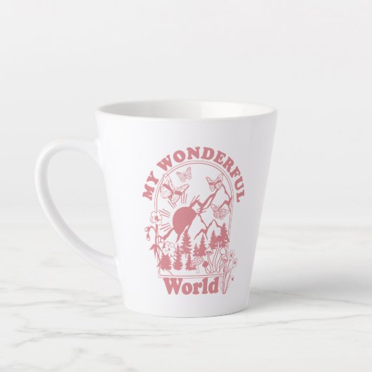 Mijn prachtige World Retro Flowers Latte Mok (Links)