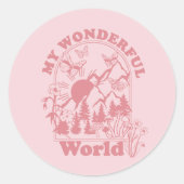 Mijn prachtige World Retro Flowers Ronde Sticker (Voorkant)