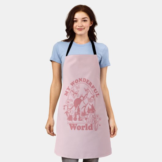 Mijn prachtige World Retro Flowers Schort (Gedragen)